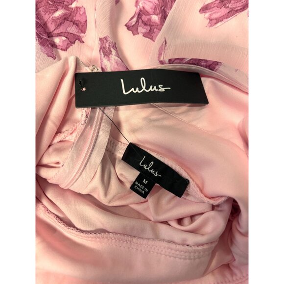 Lulus Pink Floral Romantic Maxi Dress With Deep V-Neck & Sleeveless Design Size - Picture 5 of 13